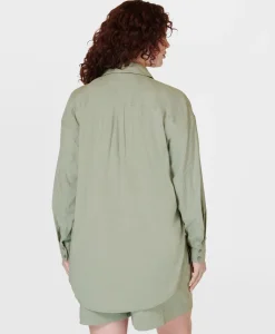 Sweaty Betty Summer Stretch Linen Utility Shirt- Long Sleeve Tops