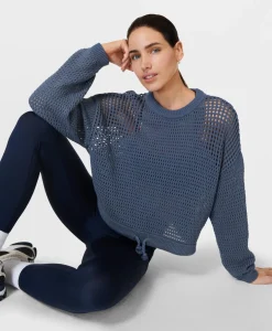 Sweaty Betty Tides High Open Weave Sweater- Sweaters|